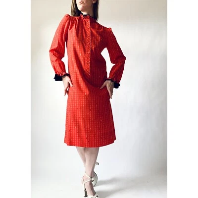 80-х годов оборкой воротник рубашка талии платье от Schrader Sport - Изображение 1 из 4