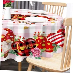 Round Valentines Day Tablecloth, Valentines Day 52" (Round) Valentines-2025 - Picture 1 of 6