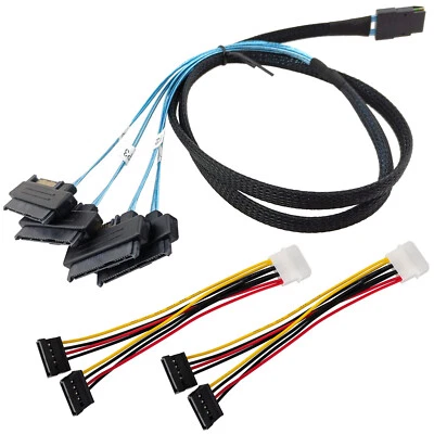 Mini SAS SFF-8087 to SFF-8482 Converter Cable 4 Port SATA Splitter RAID HDD Wire - Image 1 of 4