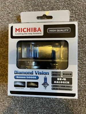 MICHIBA Diamond Vision Xenon 5000k H4 Halogen 12V60 55W P43T Car Headlight Bulbs - Image 1 of 2