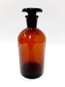 Vintage Amber Glass Ground Stopper Apothecary Bottle(2.2) - Picture 1 of 6