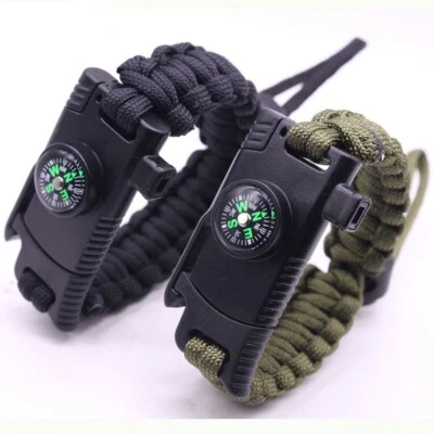 Pulsera de Emergencia Paracord Ajustable 6 en 1 Arrancador de Incendios, Brújula, Envío de EE. UU. Foto 1 de 4