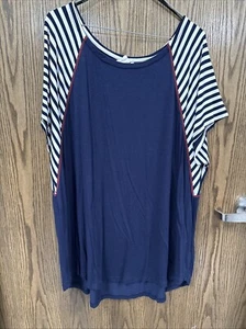 Camicetta "Simple Suzanne Betro" XL blu navy e bianca a righe rosso accento tema marinaio - Foto 1 di 11
