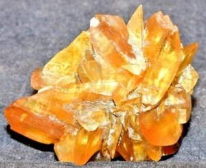 FLUO GOLDEN SELENITE GYPSUM 5 X 3 X 5 CM RED RIVER, MANITOBA CANADA #11 - Picture 1 of 3