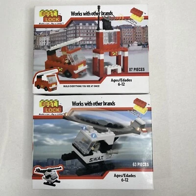Best-Lock Building Set Fire Truck & Tower + S.W.A.T Helicopter 87/63 Pieces New - Image 1 of 4