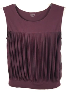 Ann Taylor Loft plissierte ärmellose Chiffonbluse Größe M lila B16*N - Bild 1 von 4