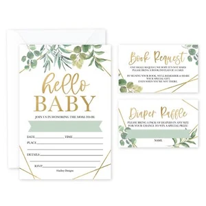 15 Greenery Baby Shower Invitations Gender Neutral - Baby Shower Invitations ... - Picture 1 of 9