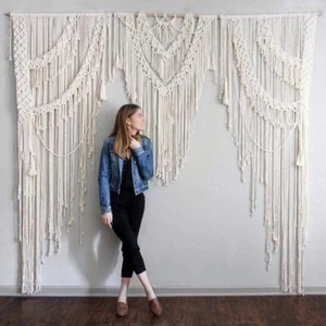 Macramé hecho a mano telón de fondo extra grande, decoración de boda arte tapiz Bohol - Imagen 1 de 5