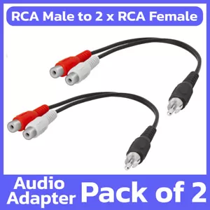 2 Pack RCA Plug to 2xRCA Jack Adapter Headphone Speakers Audio Y Splitter Cable - Picture 1 of 5
