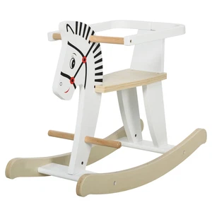 HOMCOM Cavallo a Dondolo Classico con Bordo per Bambini 1-3 Anni Legno Bianco - Foto 1 di 10