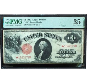 1917 $1 Legal Tender Star Note FR 36* PMG 35 Choice Very Fine - Picture 1 of 3
