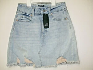 Girls High-Rise Denim Mini Skirt - Wild Fable Size 00 Light Wash, NWT Distressed - Picture 1 of 3