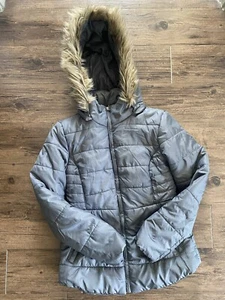 Rampage Gray Faux Fur Trim Hooded Jacket Size S - Picture 1 of 6