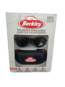 Berkley Polarized Sunglasses Black 100% UVA/UVB w/ Zippered Hard Case- NEW