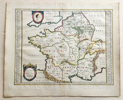 Mapa 1640 de la ANTIGUA FRANCIA por WILLEM BLAEU antiguo AUTÉNTICO coloreado a mano Foto 1 de 4