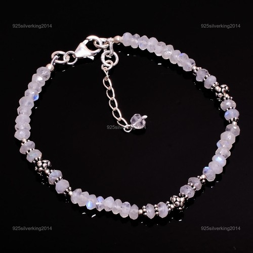 VALENTINO Regalo per lei bracciale perline argento sterling 925 pietra arcobaleno bianca naturale