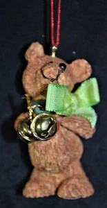 Kurt Adler Collectible Christmas Tree Ornament Teddy Bear w/ Heart Jingle Bells - Picture 1 of 9