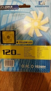 NEW KINGWIN CFY-012LB Yellow LED 120mm Desktop Computer Cooling Case Fan - Picture 1 of 11