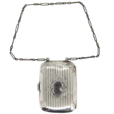 Antique American Sterling Silver Calling Card / Dance Card Purse on Chain c.1920 - Image 1 of 4