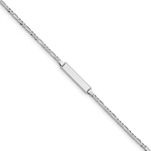 14k 14kt White Gold Figaro Link Chain ID Bracelet 6 inch X 2.5 mm - Picture 1 of 3