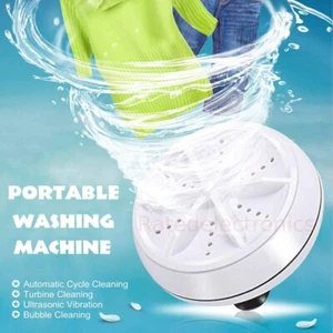 Ultrasonic USB Mini Washing Machine Portable Turbine Laundry Washer Travel Home - Picture 1 of 12