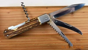 VTG BRIGANT 4 BLADE STAG LOCK BACK POCKET KNIFE / MULTI-TOOL - Picture 1 of 19