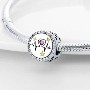 Dije Heart Beat Love Heart Beating Star Bead plata de ley 925 - Imagen 1 de 6