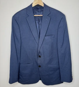 Ralph Lauren Blazer Mens 40R Blue Houndstooth Sport Coat Jacket Stretch Wedding - Picture 1 of 9