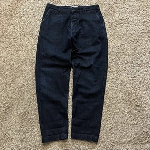 Jeans militares Universal Works ribete lavado oscuro botón mosca 32x31 - Imagen 1 de 7