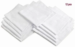 12 PIEZAS PAÑUELOS DE ALGODÓN LISOS BLANCOS ESTAMPADOS PAÑUELOS DE ALGODÓN SUAVE PURO - Imagen 1 de 11