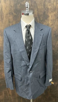JEFFREY BANKS Vintage Deadstock Subtle Plaid Wool Suit Jacket in Blue Size 44 L - Image 1 of 4