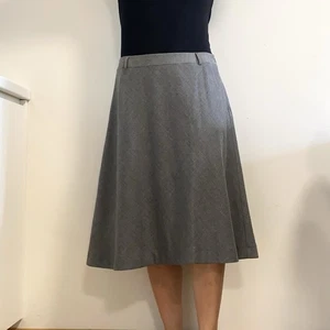 Falda midi de lana acampanada gris Talbots vintage talla 12 tela italiana oficina preppy - Imagen 1 de 12