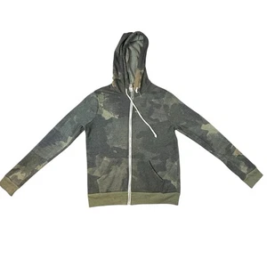 ALTERNATIVE APPAREL CAMO MILITARY GREEN SMALL FULL ZIP FLEECE HOODIE SWEATER - Picture 1 of 4