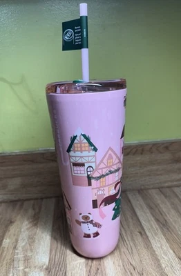 Starbucks Navidad Oso Rosa Árbol Vaso Con Taza de Paja Limitado ¡Adorable! Foto 1 de 4