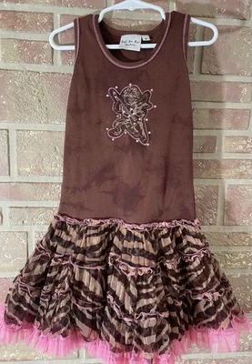 Vestido Ooh La La Couture feminino tamanho 5 marrom estampa animal - Imagem 1 de 4