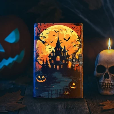 Halloween Black Cat Journal Gothic Pumpkin Design, Spooky Notebook, Witchy Gift. - Image 1 of 4