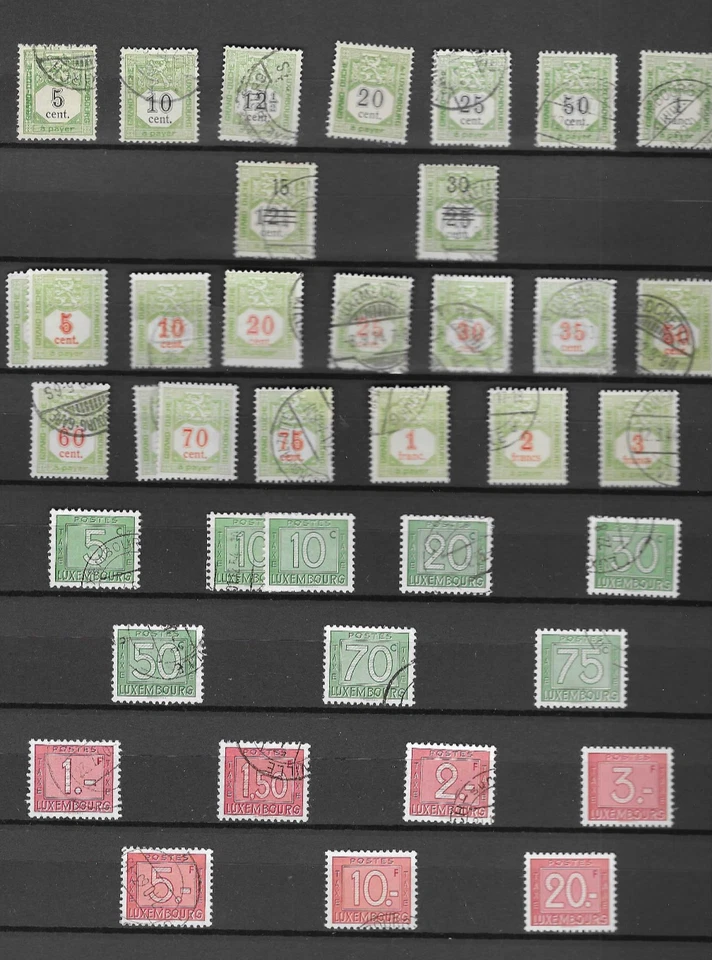 LOT de 36 TIMBRES TAXES différents du LUXEMBOURG - OBLITERES en TBE. - Photo 1/1
