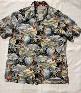 TOMMY BAHAMA HERREN Hula Mädchen Surf Vulkan Seide & Baumwolle HAWAII CAMP HEMD GR. M - Bild 1 von 11