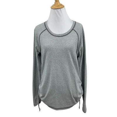 Lucy Shirt Womens L/XL Striped Ruched Sides Thumbholes Raglan Long Sleeve - Image 1 of 4