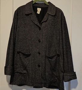 J Jill Jacket Womens XS Gray Wool Blend Tweed Button Front Car Coat Pockets - Picture 1 of 10