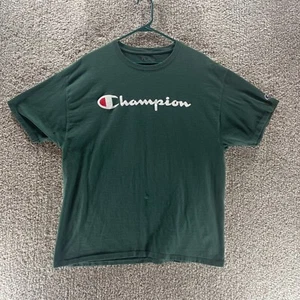 Champion Shirt Mens Extra Large Green Short Sleeve Spell Out Streetwear Cotton - Picture 1 of 11