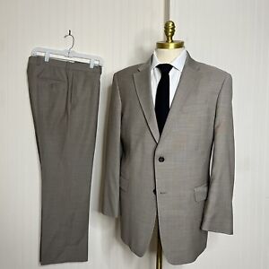 Tommy Hilfiger Suit Mens Beige Wool 42R 36W