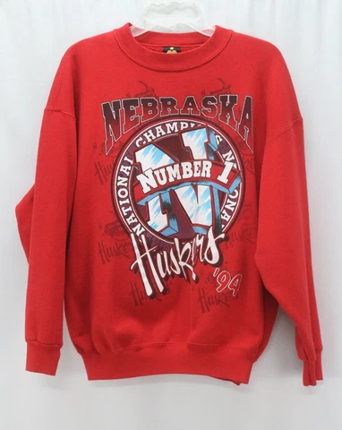 vintage 90s 1994 NEBRASKA CORNHUSKERS National Champions sweatshirt #1 L XL Cover