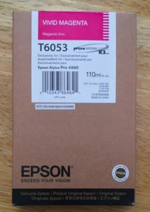 02-2012 GENUINE EPSON T6053 VIVID MAGENTA 110ml K3 INK STYLUS PRO 4880 - Picture 1 of 2