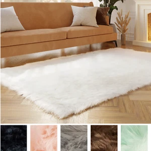 Faux Sheepskin Fur Area Rug Fluffy Shag Rug for Living Room, Bedrooms - Picture 1 of 43