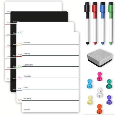 Magnetic Weekly Planner, Whiteboard Memo Board for Kitchen/Office, Dry Erase Pen - Image 1 of 4