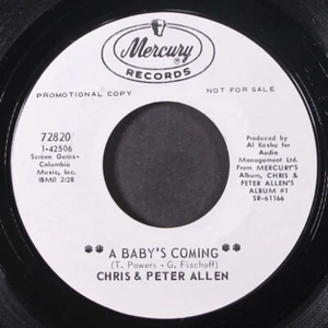 CHRIS & PETER ALLEN: a baby's coming MERCURY 7" Single 45 RPM - Picture 1 of 2