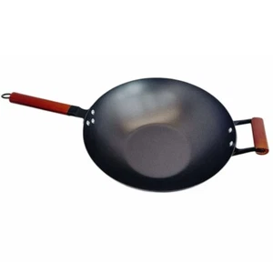 Padelle wok e padelle in acciaio al carbonio 13,5", fondo piatto padella wok cinese pentole - Foto 1 di 11