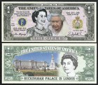 Queen Elizabeth Million Dollar Bill Play Funny Money Novelty Note + FREE SLEEVE