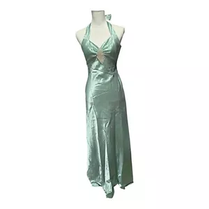 Vtg Gunne Sax Halter Satin Formal Gown Womens Size 3/4 Jessica McClintock - Picture 1 of 24